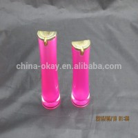 Cosmetic bottle 120ml/Waist round pink plastic bottle/purple color lotion pump bottle