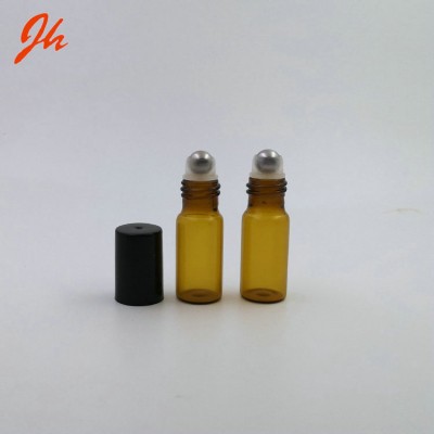 cosmetic packaging roll on perfume bottle glass 3ml essential oil bottle stock with stainless steel roll on bead