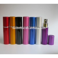 Free sample 7 color 10ml perfume glass bottle tubular shape with atomizer/spray disinfectant alcohol pocket bag