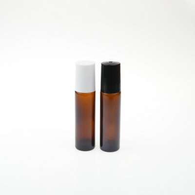 Hot sale 10 ML glass roller bottles with stainless steel roll on inserts and plastic lid