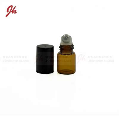 Wholesale 2ml Amber essential oil glass bottle roll on bottle with stainless steel roller