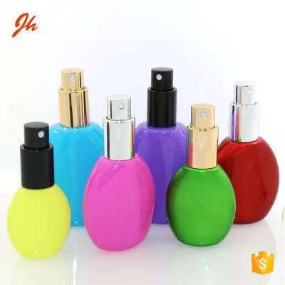 Luxury round perfume spray bottle 15ml 30ml 50ml 100ML green  glass bottle with fine mist sprayer bottle printing logo